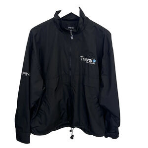 PING Jacket Travel Channel Black Full Zip Weather Resistant Oversized Medium